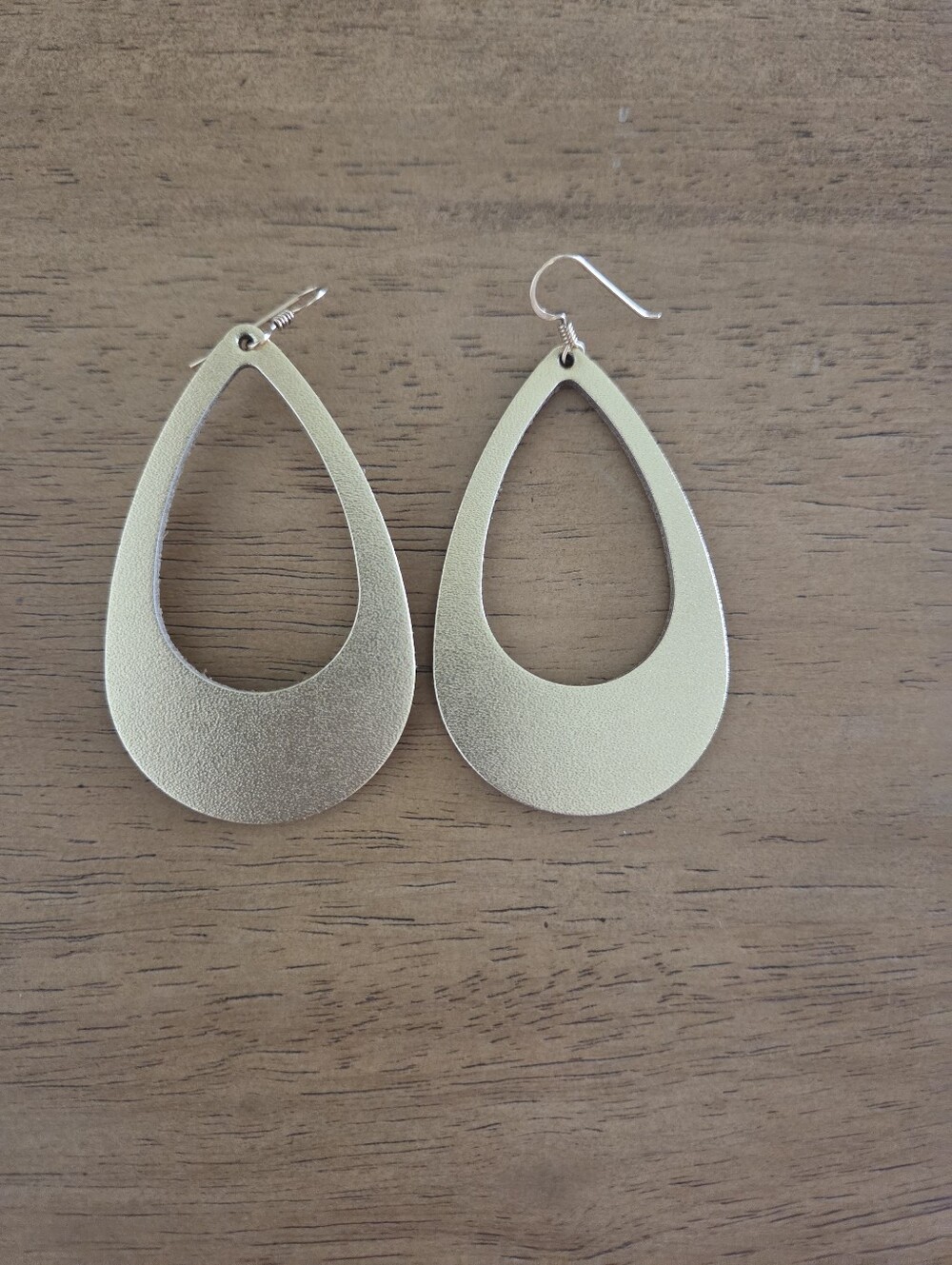 Nickel & Suede Gold Cutout Teardrops
